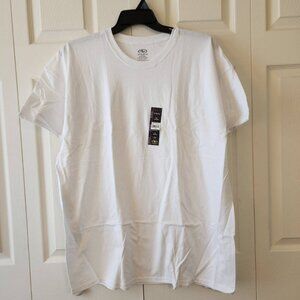 Athletic Works Mens White Tee 100% Cotton Breathable 2XL 50-52 Loose Fit